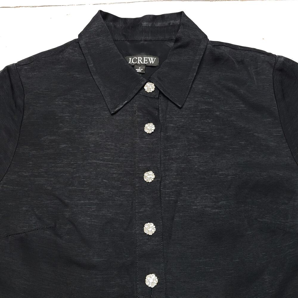 J. Crew Collection Shirtdress With Jewel Buttons Black Mini Short Sleeve Small 6 - Picture 5 of 9